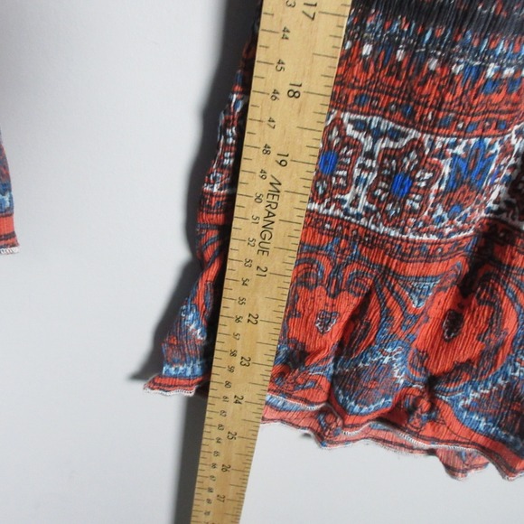 Free People Gold Dust Wide Leg White Paisley Pants Boho Festival Size Medium - Picture 6 of 12